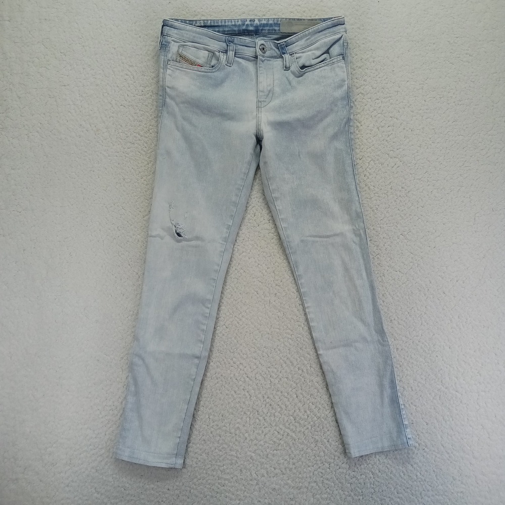 Diesel Skinzee Super Slim‎ Skinny Jeans Light Wash Distressed Blue 28x30 RK348